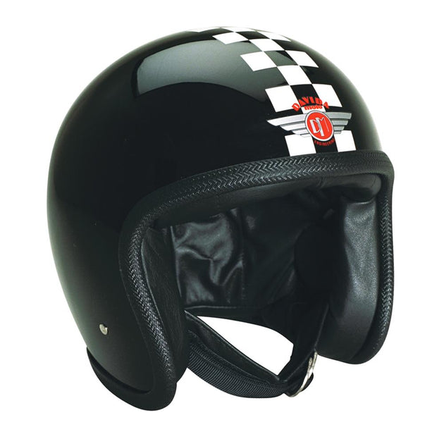 Buy Davida 92 Helmet, Black White Chequered Stripe