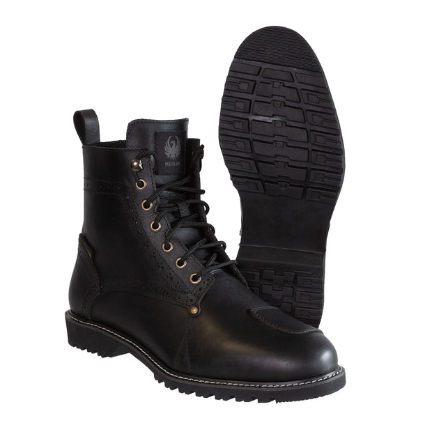 Merlin Darby Brogue D30 Armoured Motorcycle Boots, Black