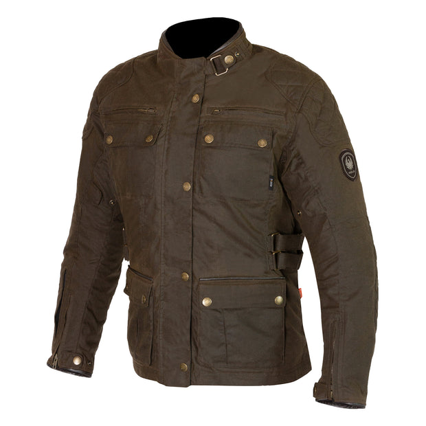 Merlin Harriet II, Waxed Armoured Motorcycle Jacket, Olive