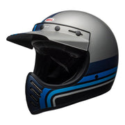 Bell Cruiser Moto 3 Helmet, Stripes Silver, Black & Blue - Foxxmoto 