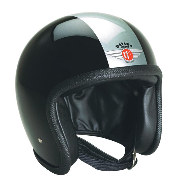 Davida 92 Helmet, Silver Black Stripe - Foxxmoto 