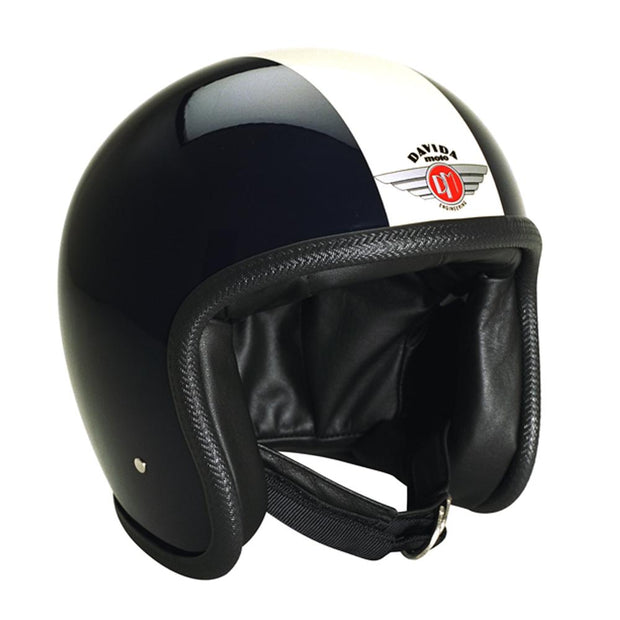 Davida 92 Helmet, Black White Stripe - Foxxmoto 