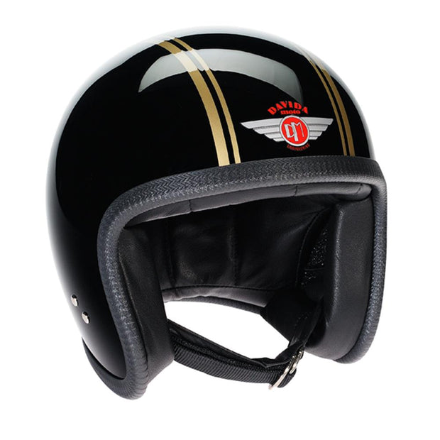 Davida 92 Helmet, Black Gold Pin Stripe