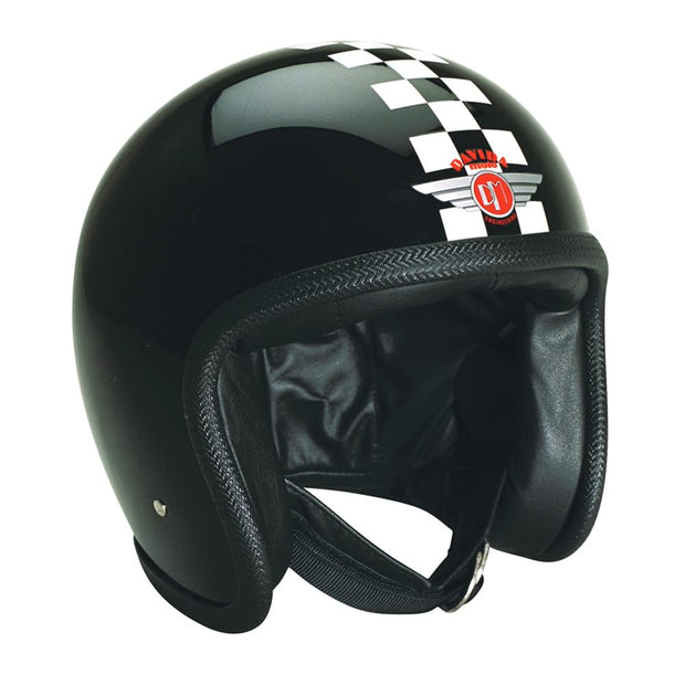 Davida 92 Helmet, Black White Chequered Stripe - Foxxmoto 