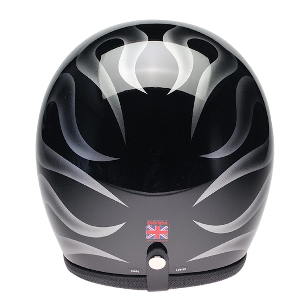 Buy Davida 92 Helmet, Black Silver Flames - FREE Delivery at Foxxmoto