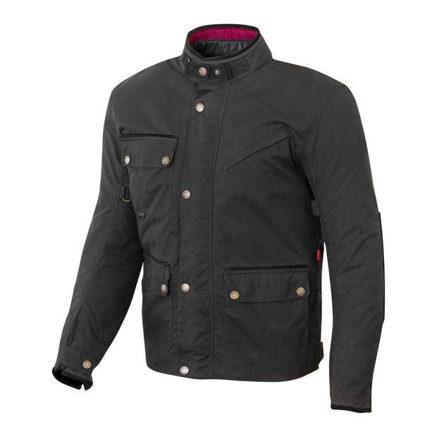 Merlin Expedition, Waxed Armoured Motorcycle Jacket Black - Foxxmoto