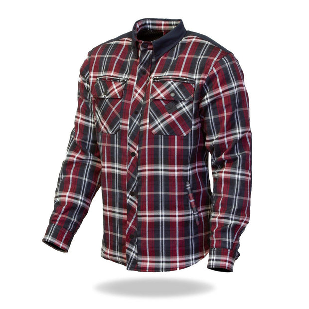 Merlin Hendrix, Armoured Kevlar Lined Riding Shirt, Red / Blue Chequer - Foxxmoto 