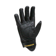Holy Freedom Bullit Unsulto, Leather Motorcycle Gloves, Black & Yellow Chequer - Foxxmoto 