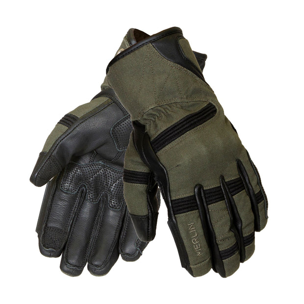 Merlin Mahala Explorer Cordura Waterproofed, D30 Armoured Motorcycle Gloves, Olive