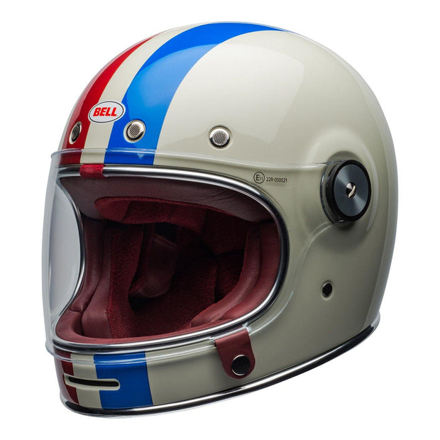 Bell Cruiser Bullitt DLX Helmet, Command Vintage White, Red & Blue - Foxxmoto 