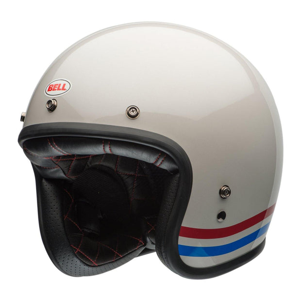 Bell Cruiser Custom 500 DLX Helmet, Stripes Pearl White - Foxxmoto 