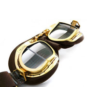 Halcyon Mark 49 Vintage Goggles, Brass & Antique Brown Leather - Foxxmoto 