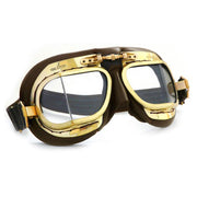 Halcyon Mark 49 Vintage Goggles, Brass & Antique Brown Leather - Foxxmoto 