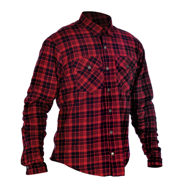 Oxford Kickback Kevlar Lined Motorcycle Shirt, Red/Black Chequer - Foxxmoto 