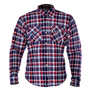 Oxford Kickback Kevlar Lined Motorcycle Shirt, Red/White/Blue Chequer - Foxxmoto 